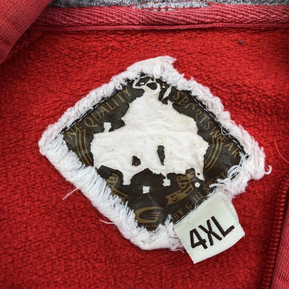 Vintage Chicago Blackhawks Hoodie Mens 4XL Red NHL Full Zip Sweatshirt Y2K